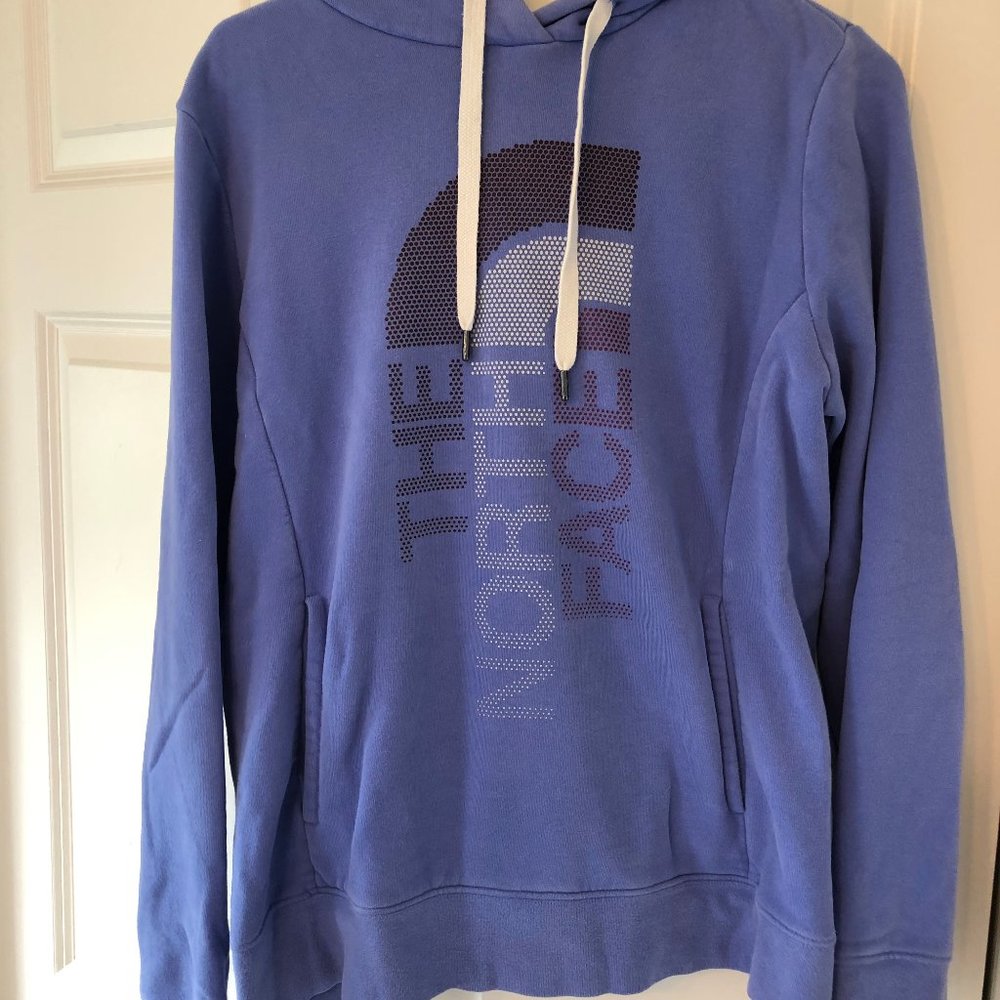 purple The North Face hooded sweatshirt